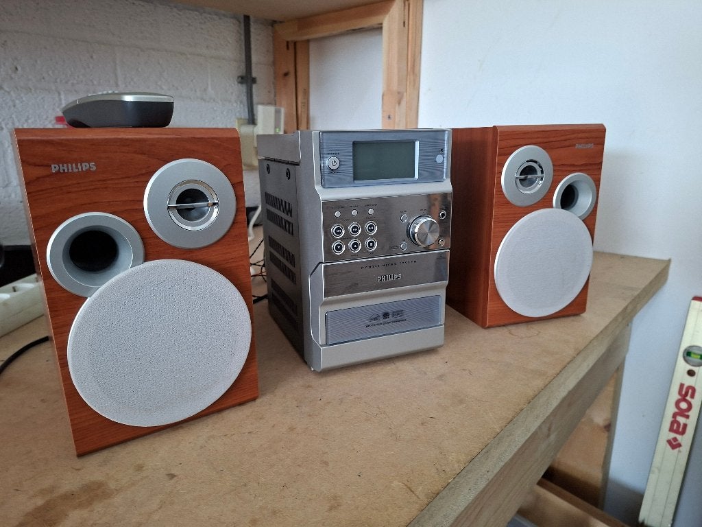 modern design philips stereosetje radio en cd en cassettedec, Audio, Tv en Foto, Overige merken, Gebruikt, Microset, Cassettedeck