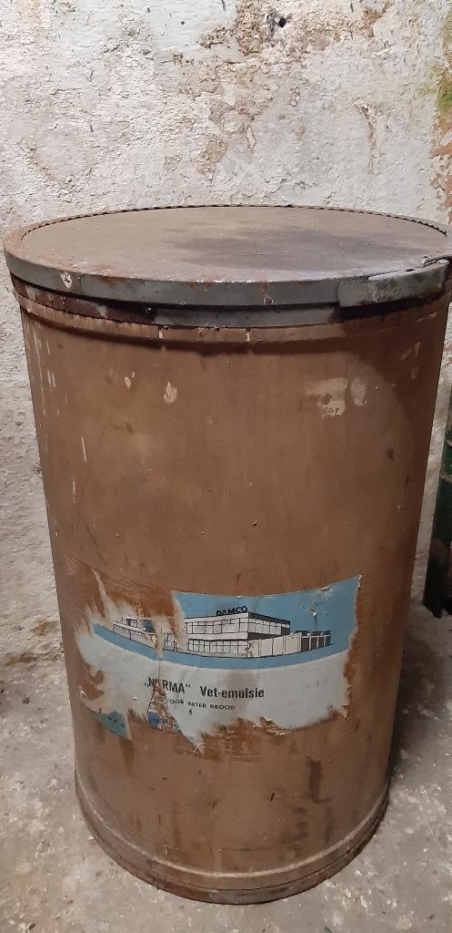 Vintage Houten ton Vet-emulsie DAMCO NORMA, Ophalen