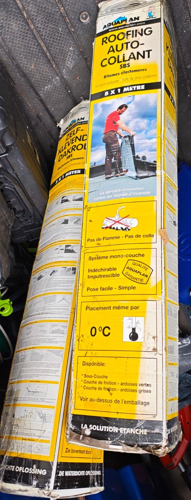 2 rollen Aquaplan zelfklevend dakleer - 5x1 meter, Ophalen, Overige materialen, 10 tot 15 m², Zwart