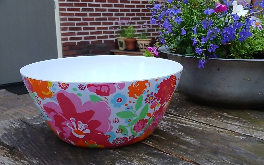 Kleurrijke schaal - kom - Excellent Houseware - mankementje!, Overige materialen, Gebruikt, Ophalen of Verzenden, Schaal of Schalen