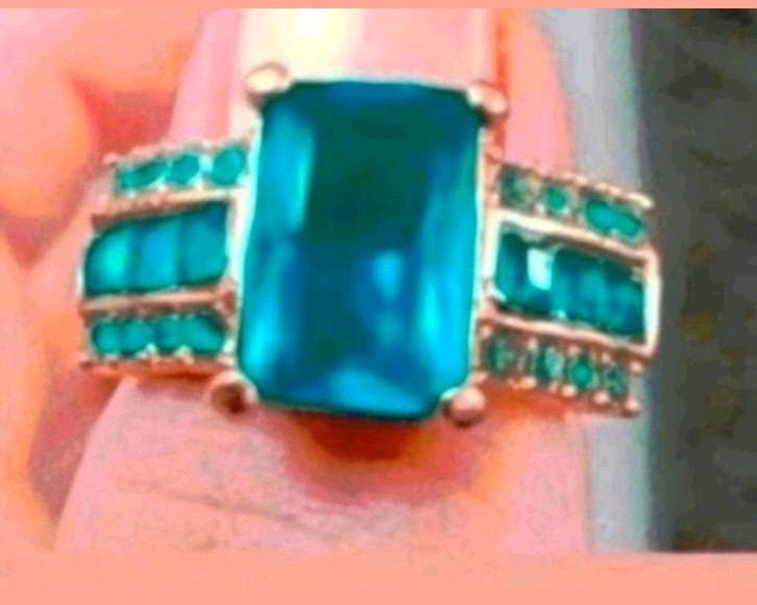 Ring aquamarijn maat 18, Verzenden, Nieuw, Goud