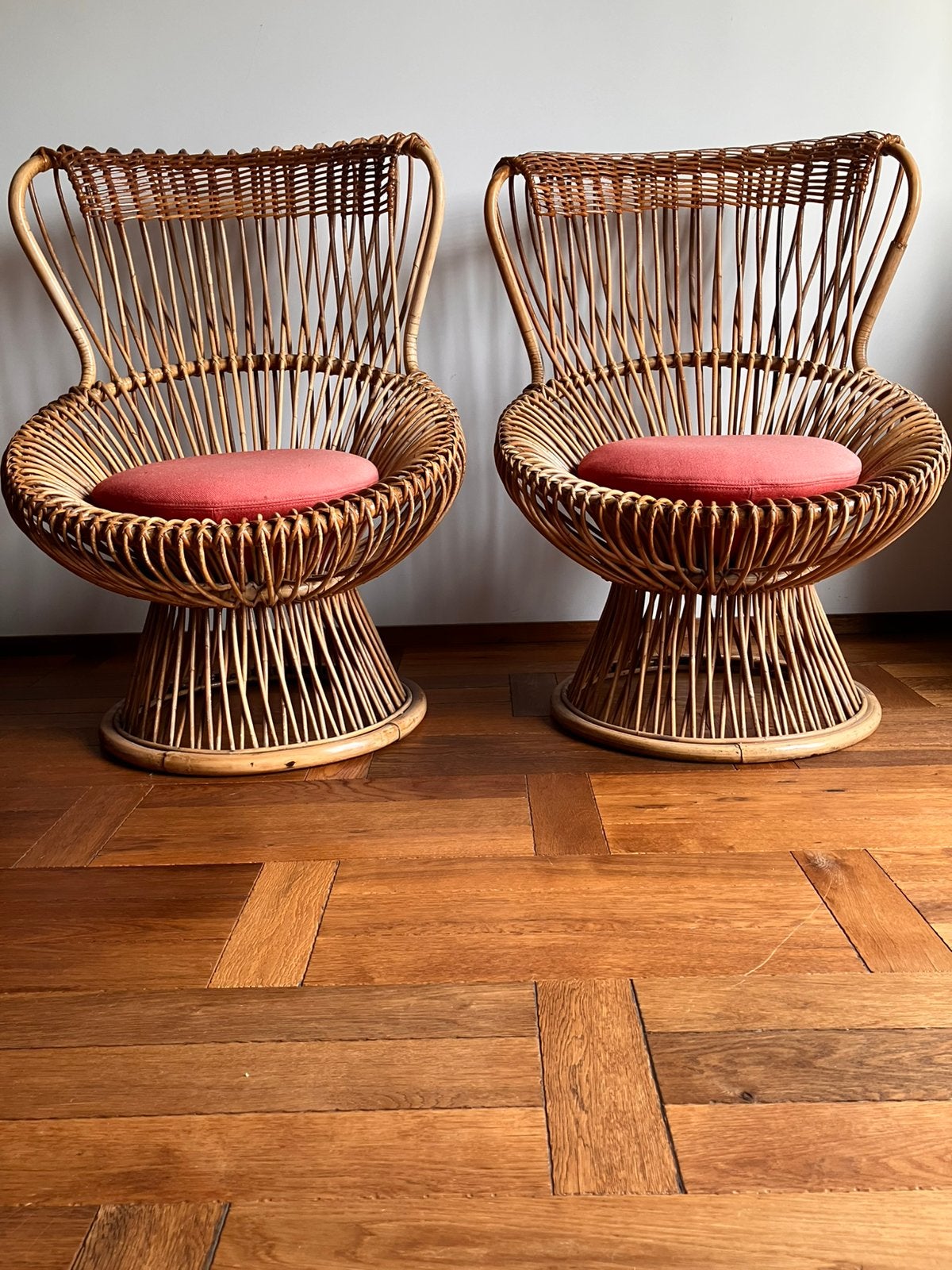 Franco Albini 2x Margherita Fauteuils, Ophalen, Zo goed als nieuw, 75 tot 100 cm, Riet of Rotan