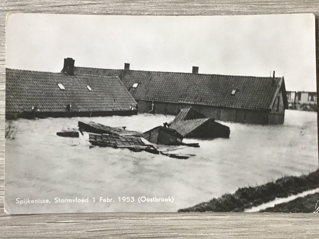 Spijkenisse Stormvloed 1953 Oostbroek - Zeldzame Kaart, Ophalen of Verzenden, 1940 tot 1960, Ongelopen, Zuid-Holland