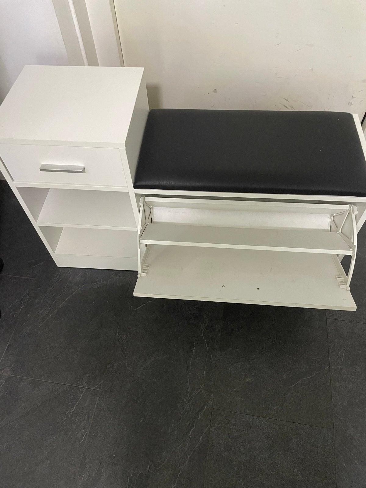 Schoenenbankje met opbergruimte en lade, Ophalen, Gebruikt