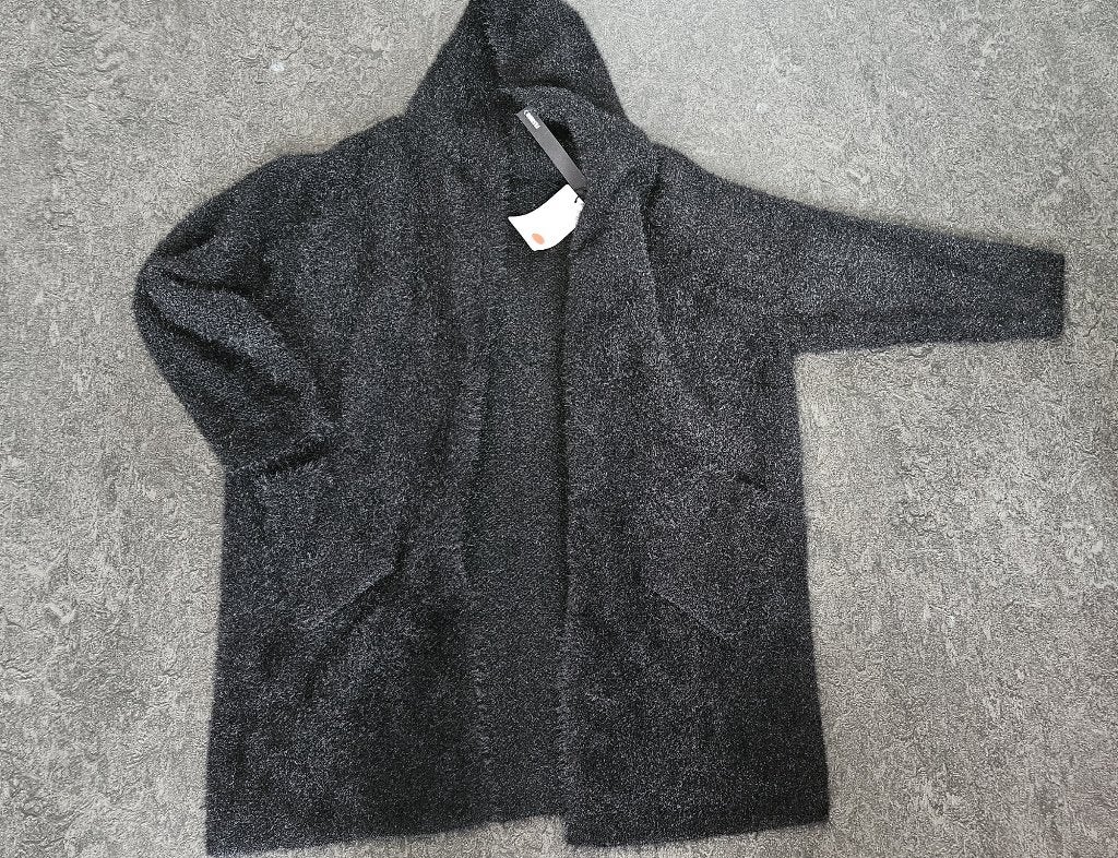 Nieuw zwart vintage fleece jas – Made in Italy, Zwart, Onbekend., Maat 46/48 (XL) of groter, Nieuw