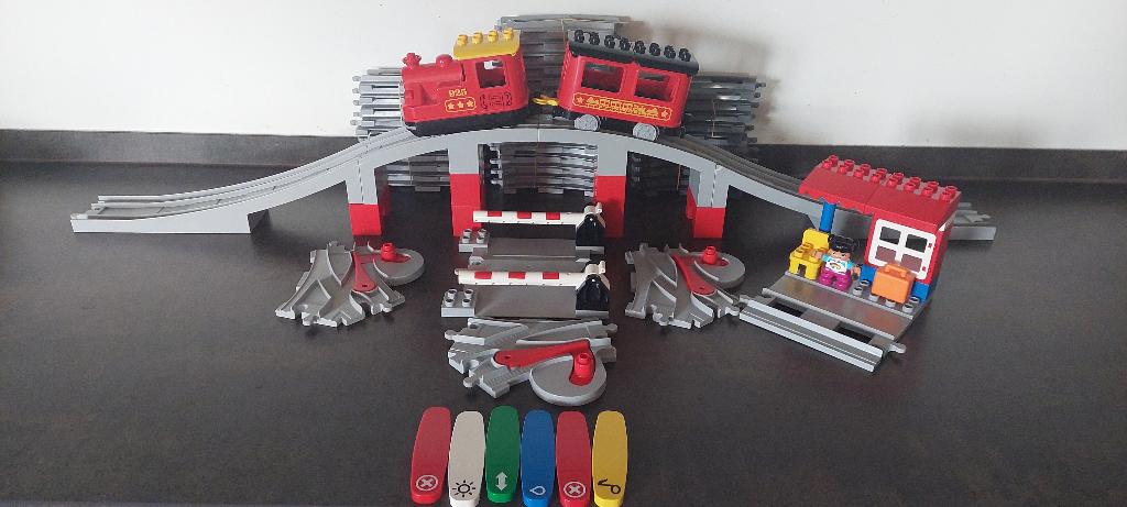 dupolo trein werkt op app (brug, 3 wissels 35 rails), Ophalen of Verzenden, Gebruikt, Duplo