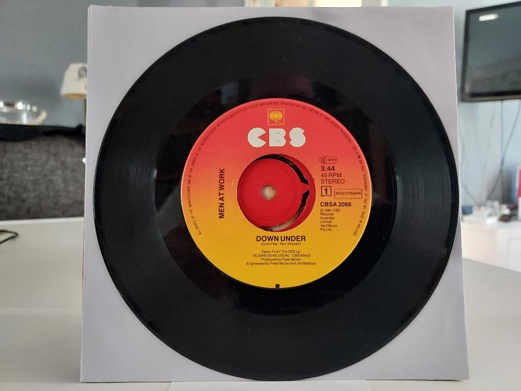 7" Single Men At Work - Down Under / Helpless Automaton, Cd's en Dvd's, Vinyl Singles, Gebruikt, Verzenden, 7 inch, Single