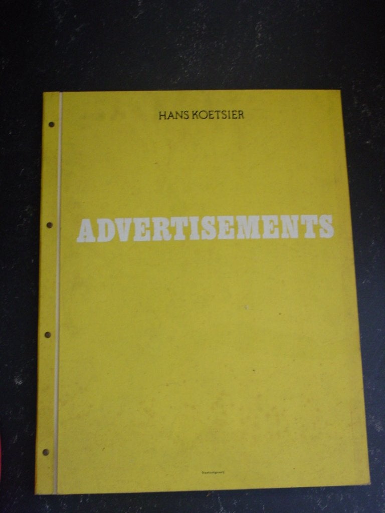 Advertisements - Hans Koetsier (Vrij Nederland), Gelezen, Hans Koetsier, Ophalen of Verzenden, Overige onderwerpen