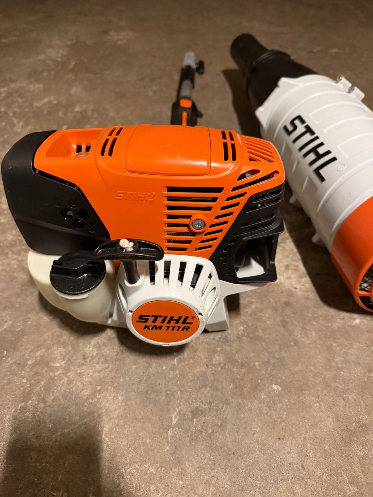 Stihl combimachine km 111r met bg-km opzetstuk, Tuin en Terras, Bladblazers, Zo goed als nieuw, Handgedragen, Benzine, Ophalen of Verzenden