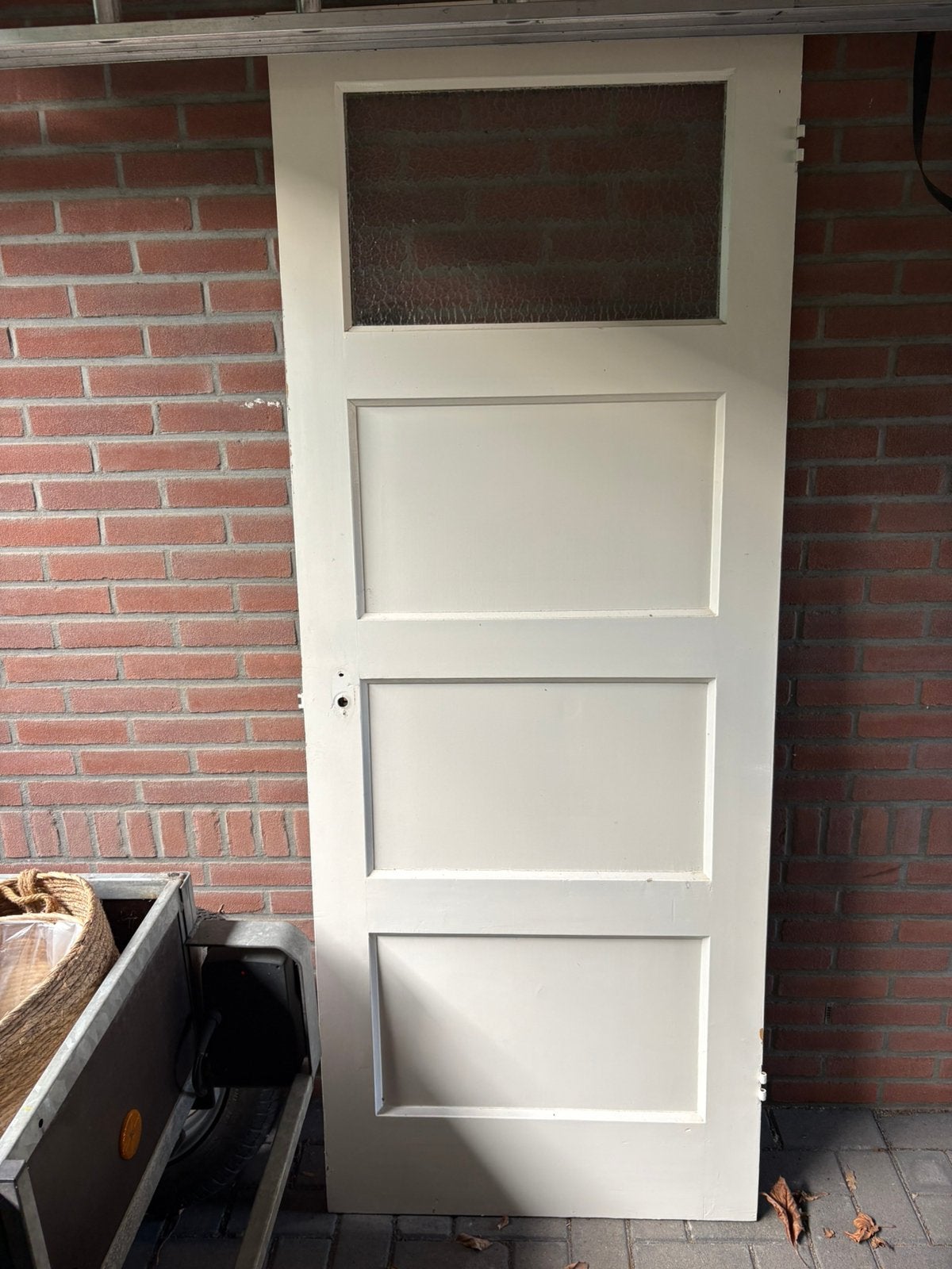 oude binnendeur met panelen en 1 glas paneel, Ophalen, Gebruikt, Minder dan 80 cm, Binnendeur