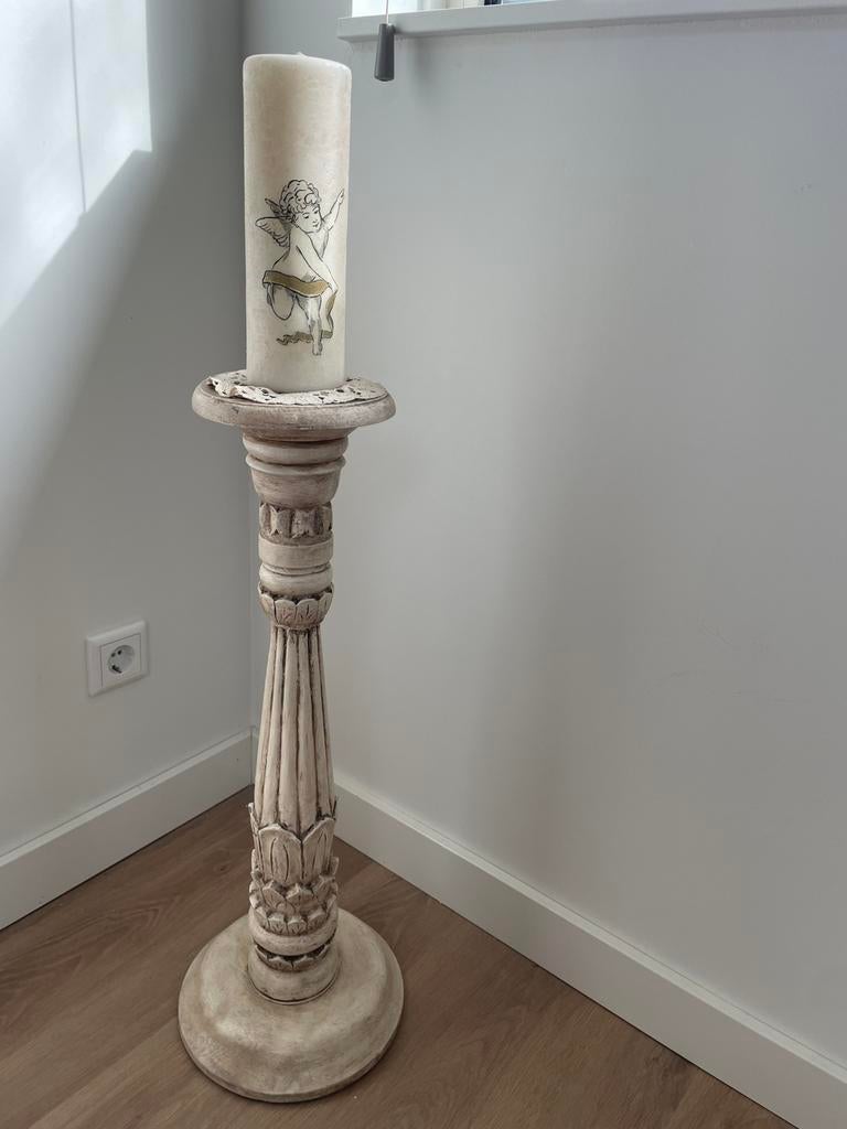 Houten kandelaar, kaarsenstandaard hoog 70 cm, Huis en Inrichting, Ophalen, Zo goed als nieuw, Hout, 50 tot 75 cm