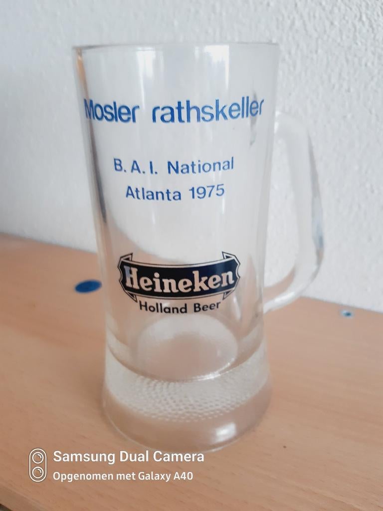 Mooie Heineken dubbel druk pul uit Amerika, Ophalen of Verzenden, Zo goed als nieuw, Pul(len), Heineken