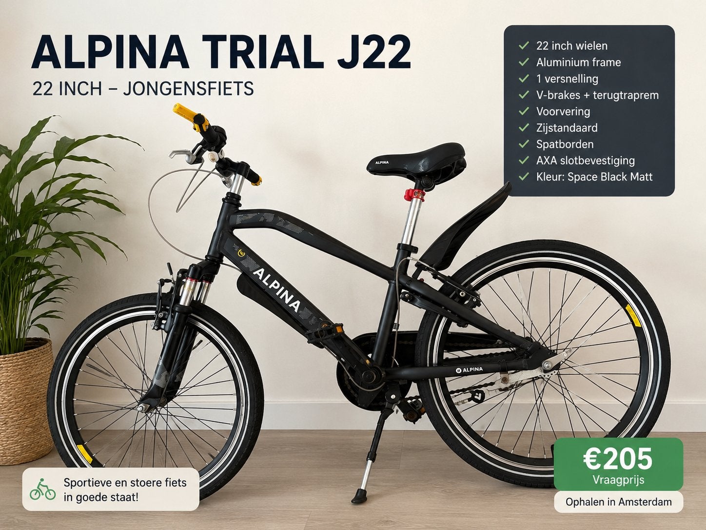 Alpina Trial J22 jongensfiets 22 inch -, Terugtraprem, Gebruikt, Versnellingen, Minder dan 49 cm