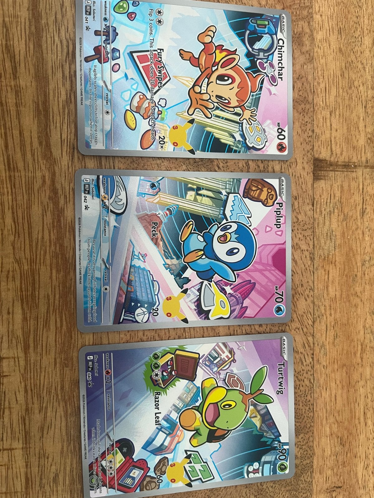 Pokémon Kaarten: Chimchar, Piplup, Turtwig Set, Ophalen, Nieuw, Meerdere kaarten