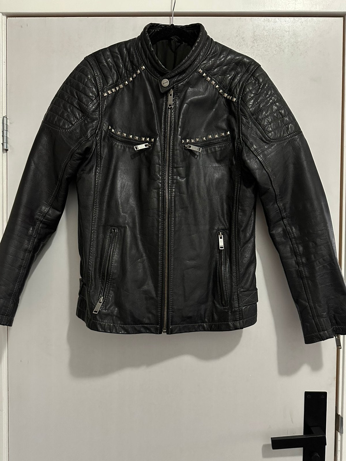 AIM leren jas, Kleding | Heren, Ophalen of Verzenden, Zo goed als nieuw, Maat 48/50 (M), Zwart
