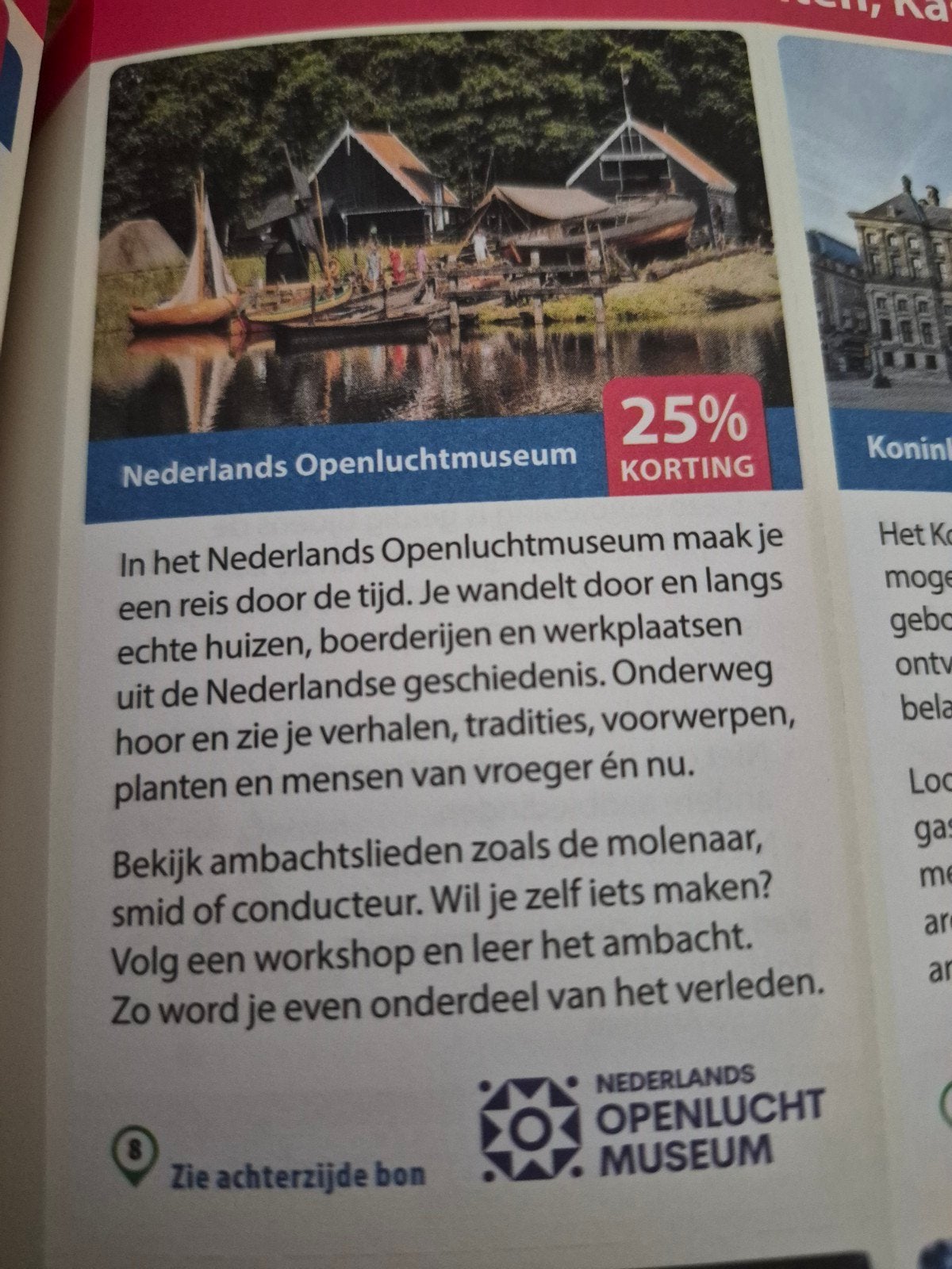 Nederlands openluchtmuseum 25% korting, Eén persoon, 3 overnachtingen of meer