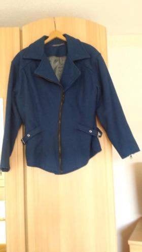 Blauw warme wollen winterjas jas L 42/44, Ophalen of Verzenden, Gedragen, Maat 42/44 (L), Blauw