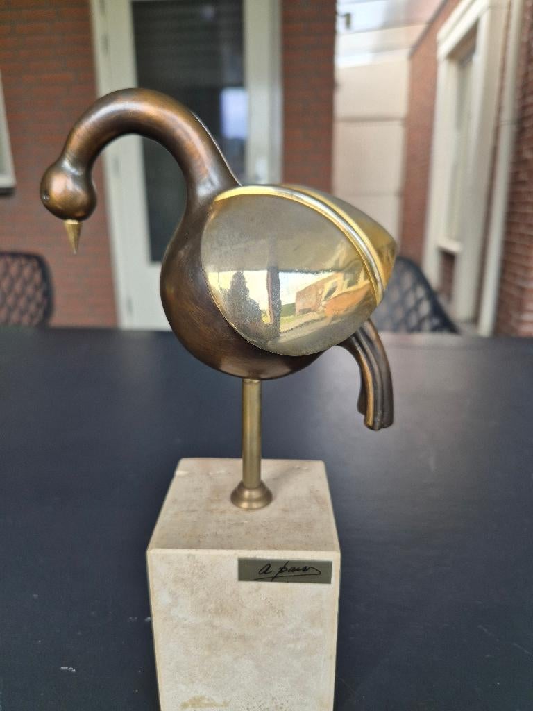 Prachtige Vintage Paor S.A. Vogelsculptuur - Brons & Messing, Ophalen of Verzenden