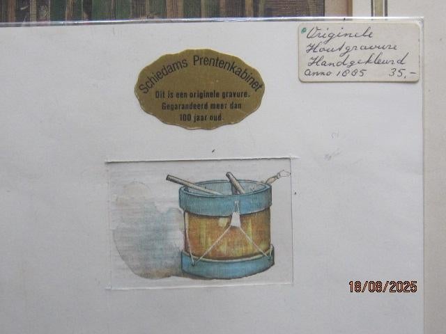 Handgekl Gravure v/e Trommel 1885, Ophalen