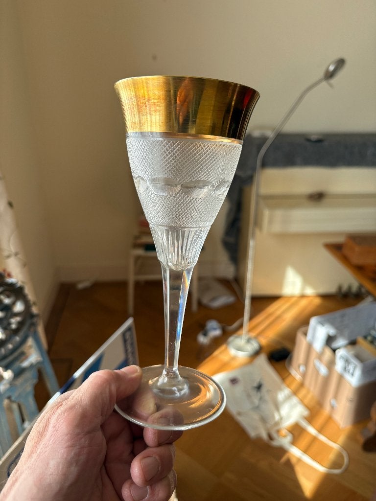 26x Moser Splendid kristallen glazen met 24k gouden rand, Ophalen