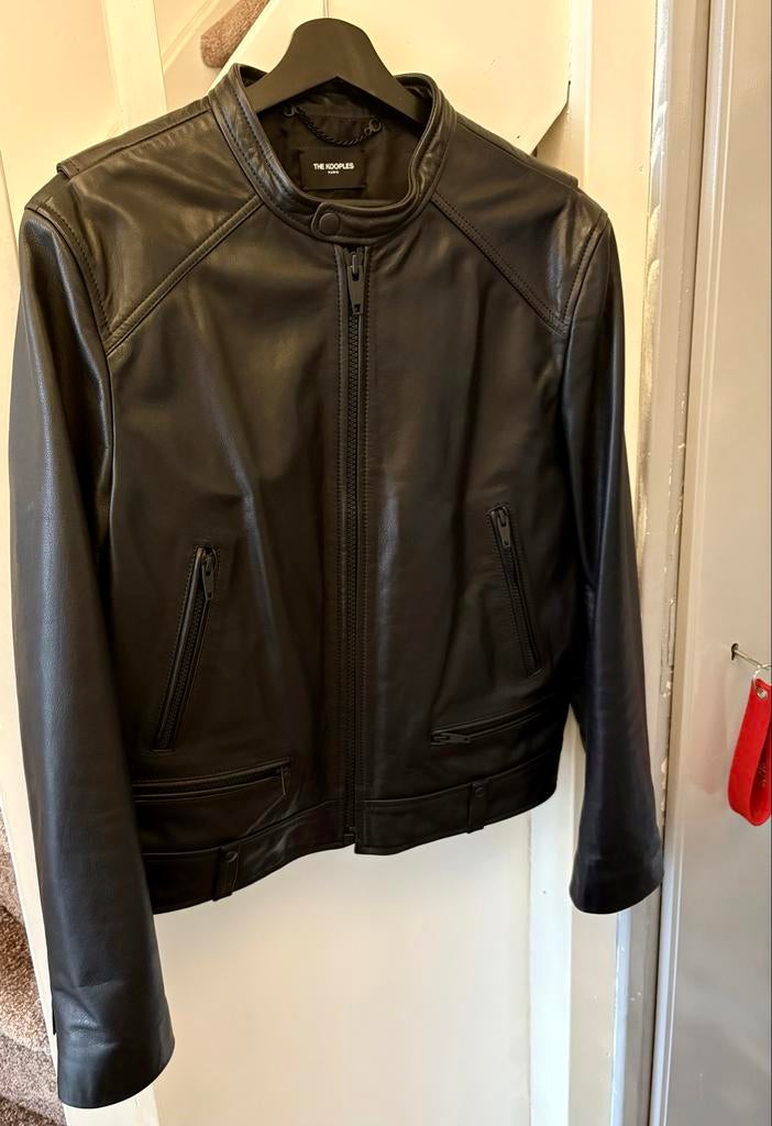 The Kooples Paris Leren Jas M Zwart, Ophalen of Verzenden, Zo goed als nieuw, Maat 48/50 (M), Zwart