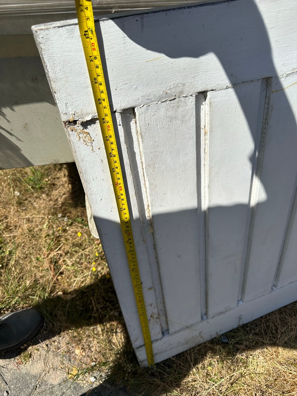 Hardhouten deur met glas, onderzijde slecht, Doe-het-zelf en Verbouw, Deuren en Horren, Gebruikt, 80 tot 100 cm, Ophalen of Verzenden
