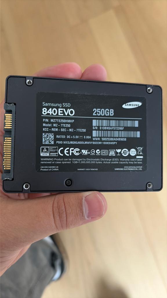 Samsung SSD 250GB 840 EVO, Intern, Gebruikt, Ophalen of Verzenden, 250GB
