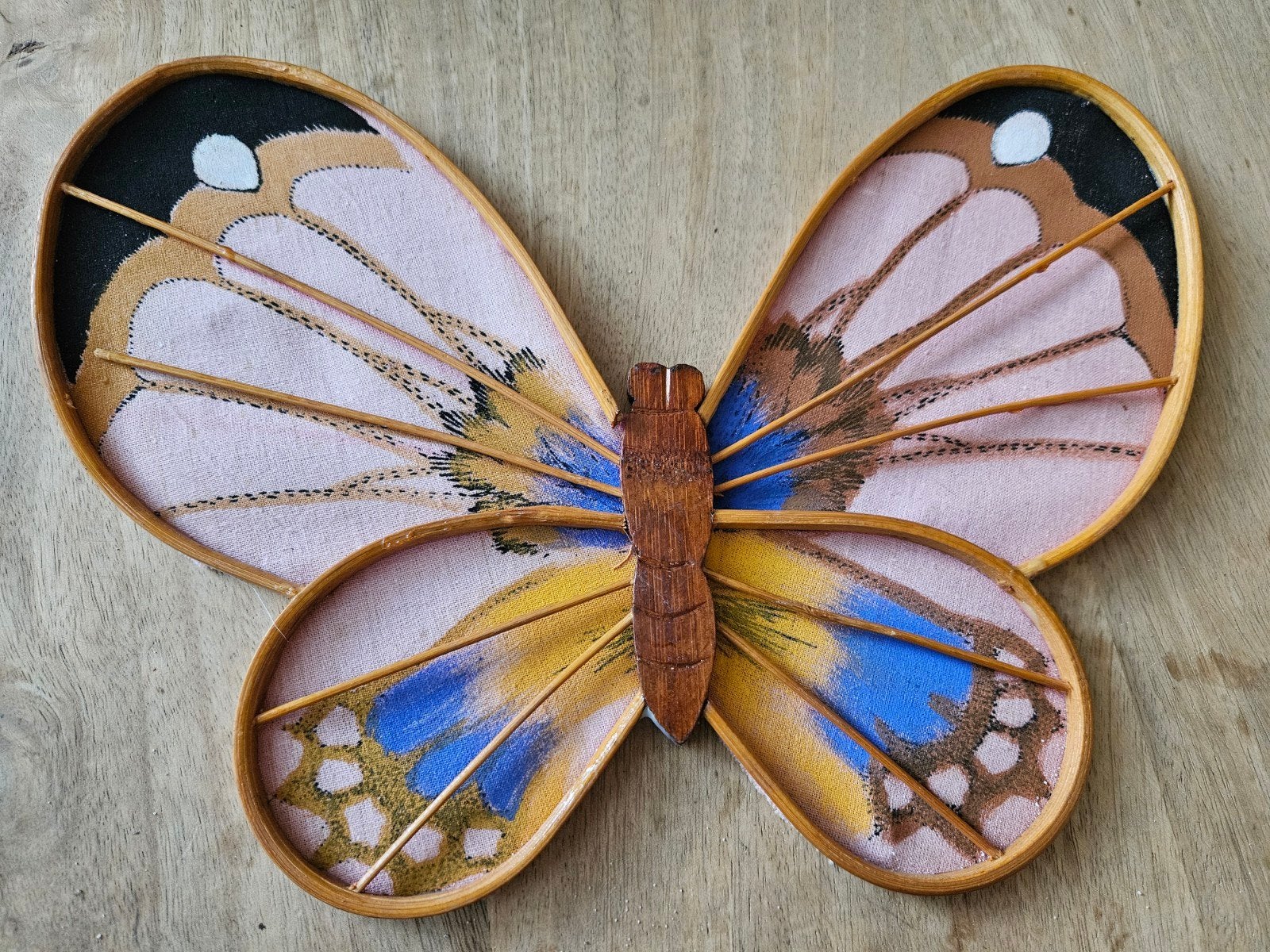 Wanddecoratie Vlinders en Vissen - Handgemaakt, Gebruikt, Boho, Hout, Meerkleurig