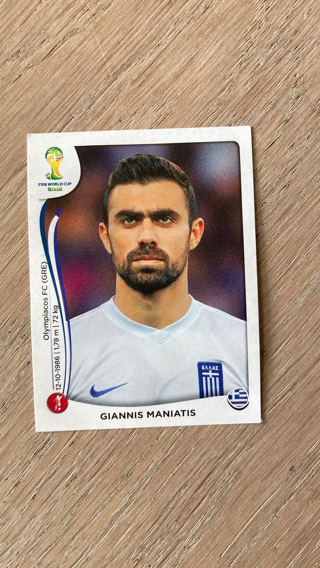 Panini FIFA World Cup 2014 Sticker Giannis Maniatis, Ophalen of Verzenden, Zo goed als nieuw, Sport