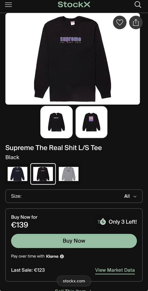 Supreme The Real Shit M Tee, Ophalen of Verzenden, Zo goed als nieuw