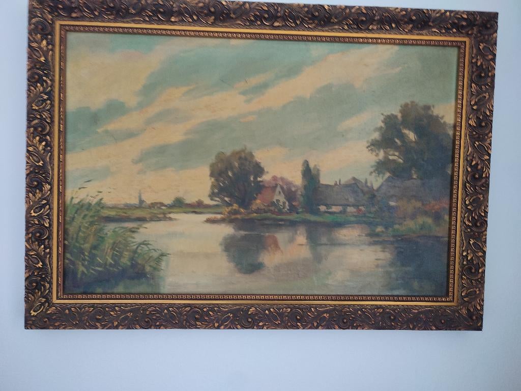 Mooi Landschapschilderij in mooie houten lijst, Ophalen of Verzenden