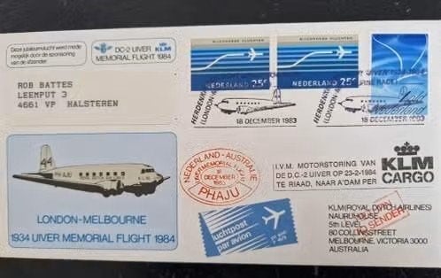 Nederland 1984 - London - Melbourne Memorial Flight, Postzegels en Munten, Postzegels | Nederland, Ophalen of Verzenden, Na 1940