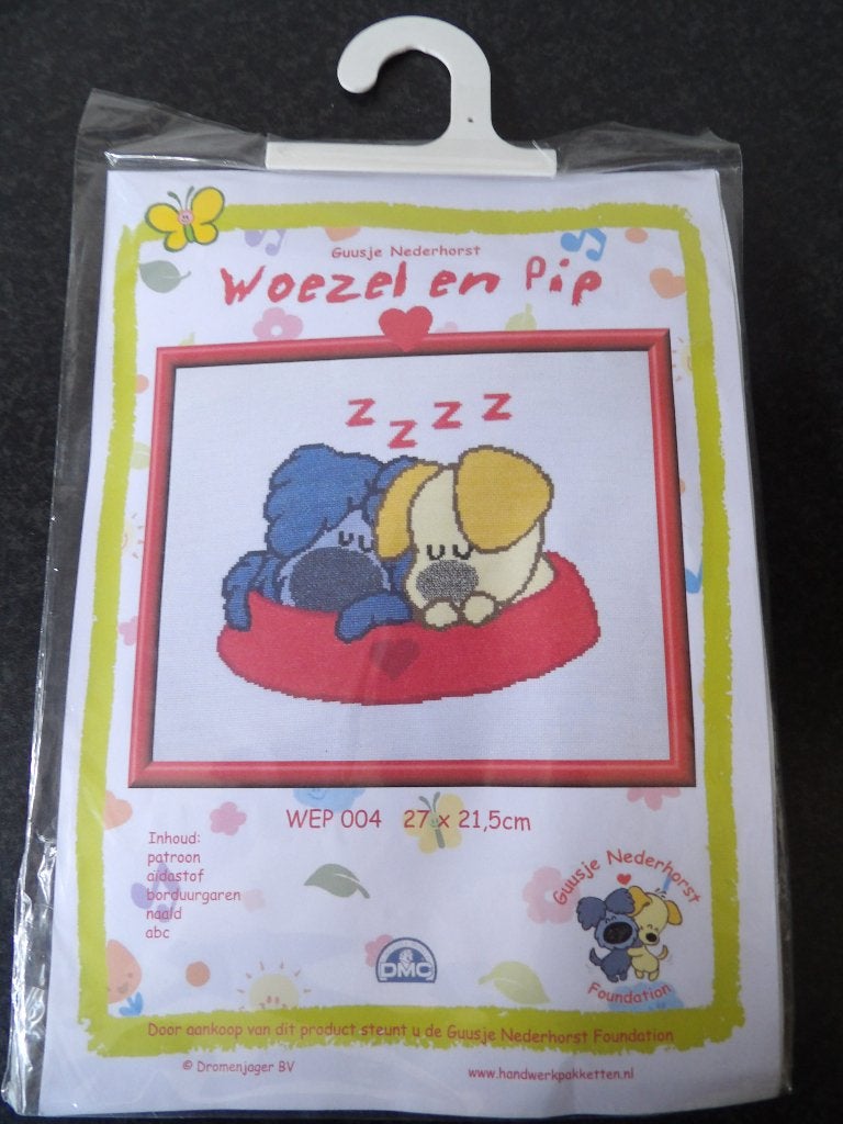 Nieuw borduurpakket Woezel & Pip slapend, Ophalen of Verzenden, Nieuw, Handborduren, Borduurpakket