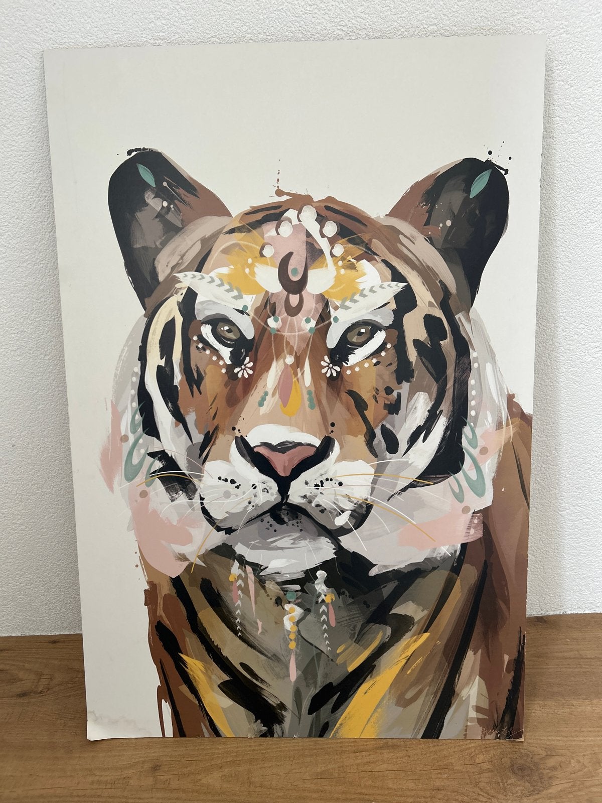 Modern schilderij van een tijger - Kleurrijk en uniek, Ophalen, Acrylverf, Hout, Dieren