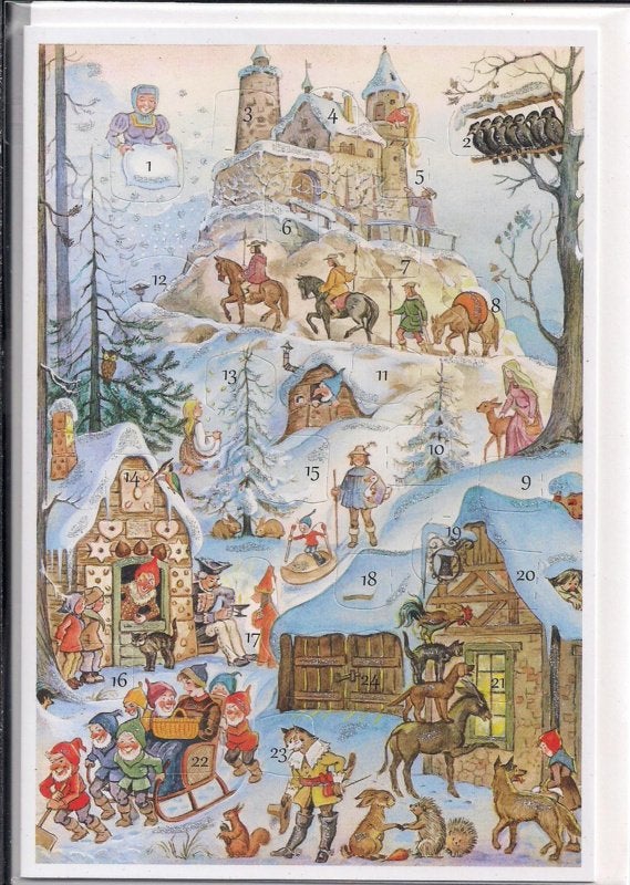 Adventskalender Kaart: Sprookjes in de sneeuw - 12476, Ophalen of Verzenden, Nieuw