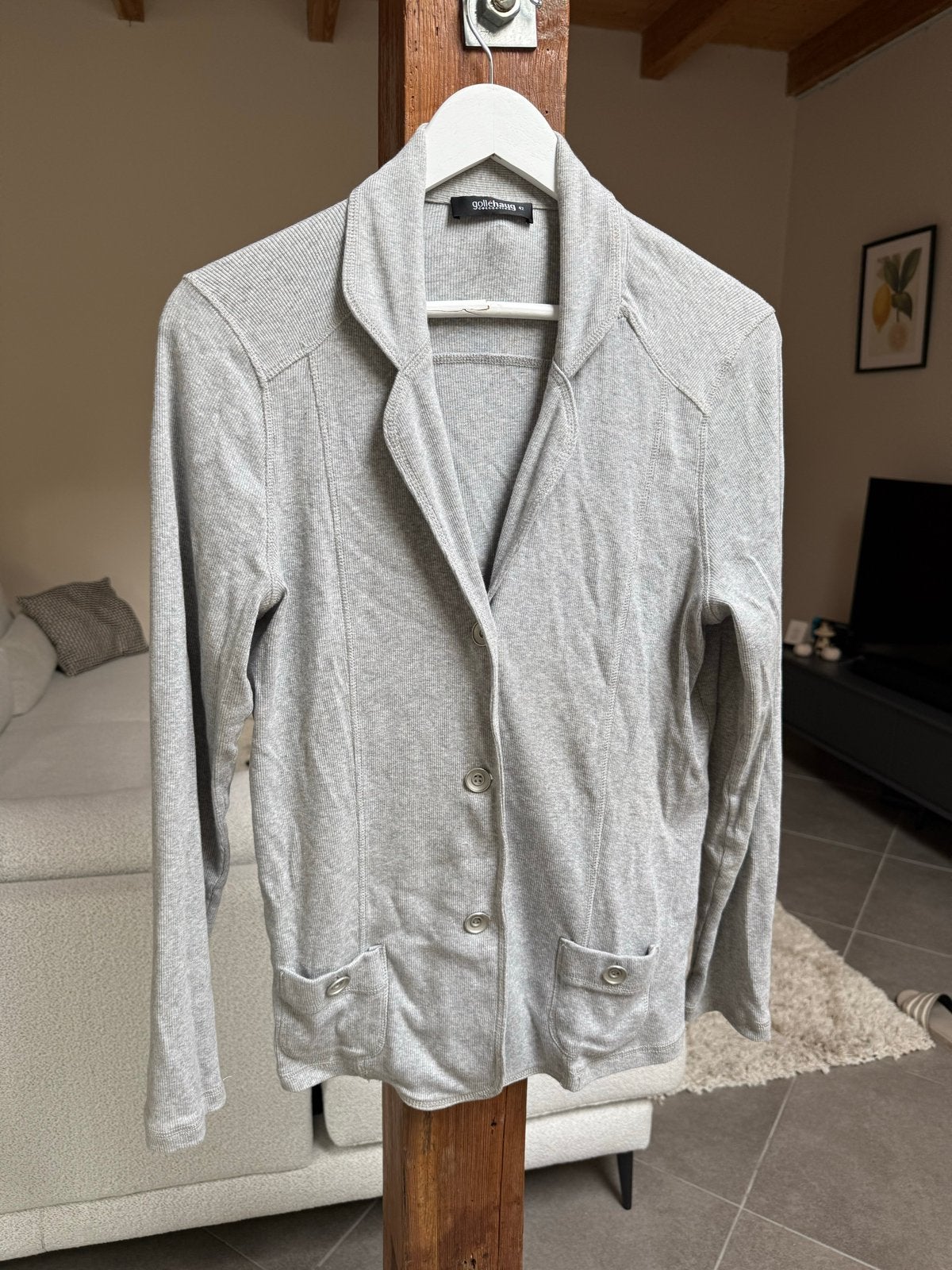 Grijze Gollehaug Jasje Maat 42/44 (L), Kleding | Dames, Maat 42/44 (L), Ophalen of Verzenden, Zo goed als nieuw, Jasje