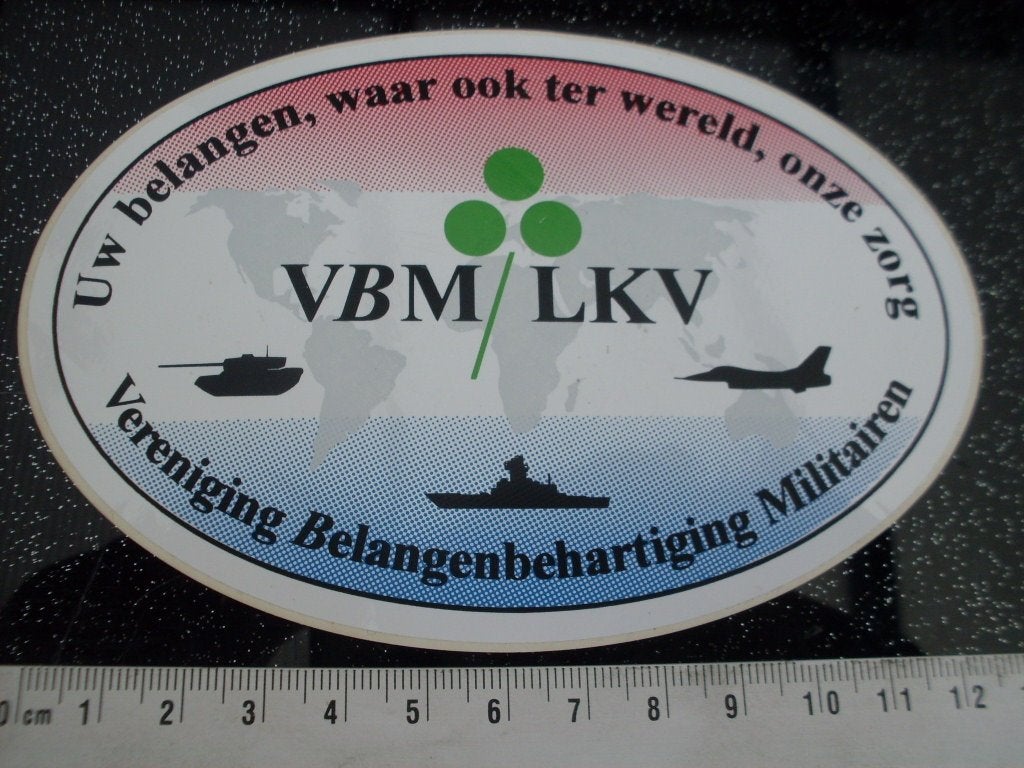 sticker vereniging belangenbehartiging militairen vbm lkv, Verzenden, Zo goed als nieuw, Bedrijf of Vereniging