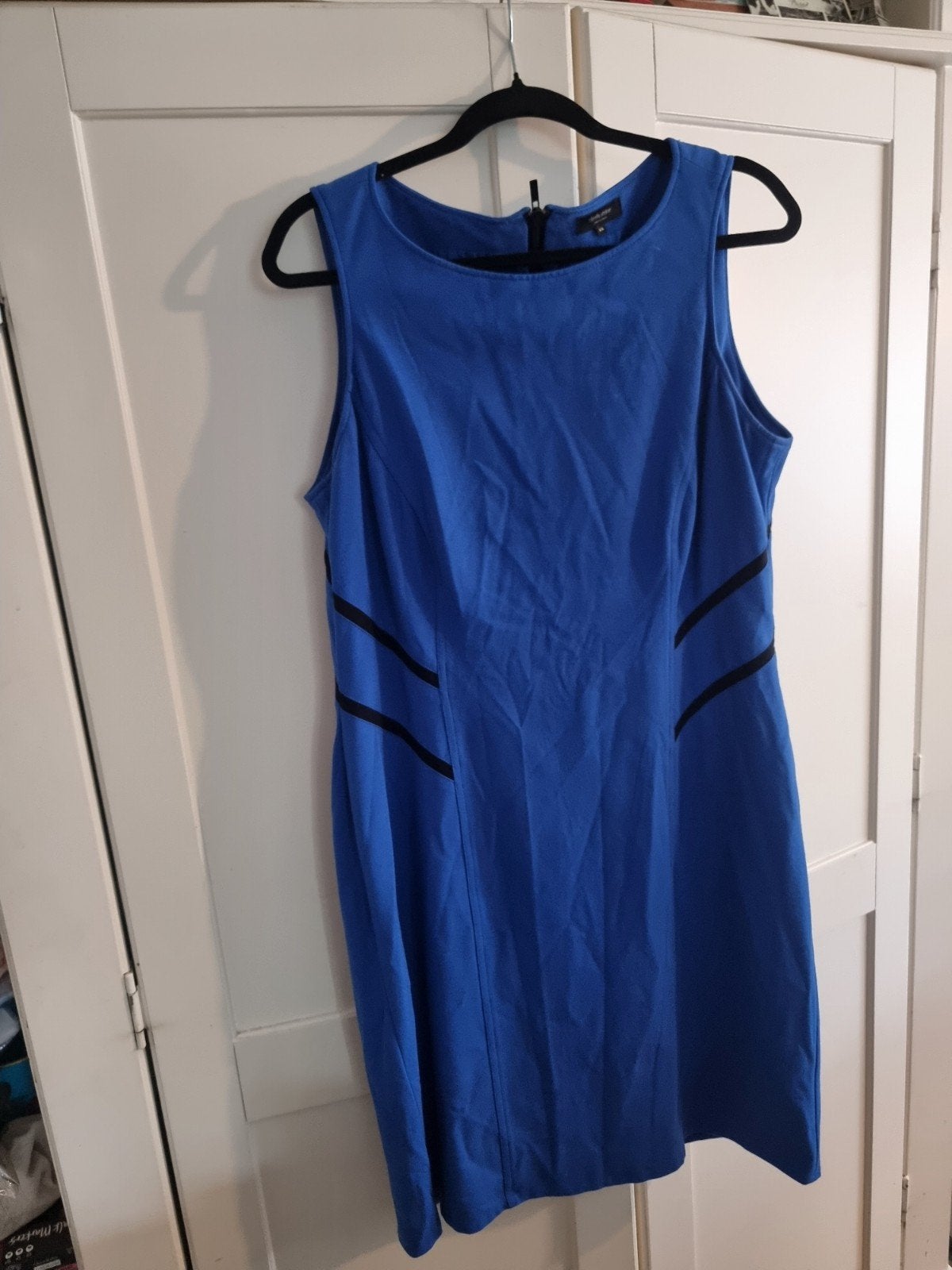 Claudia Sträter Kobaltblauwe Jurk met Zwarte Strepen, Blauw, Maat 42/44 (L), Ophalen of Verzenden, Knielengte