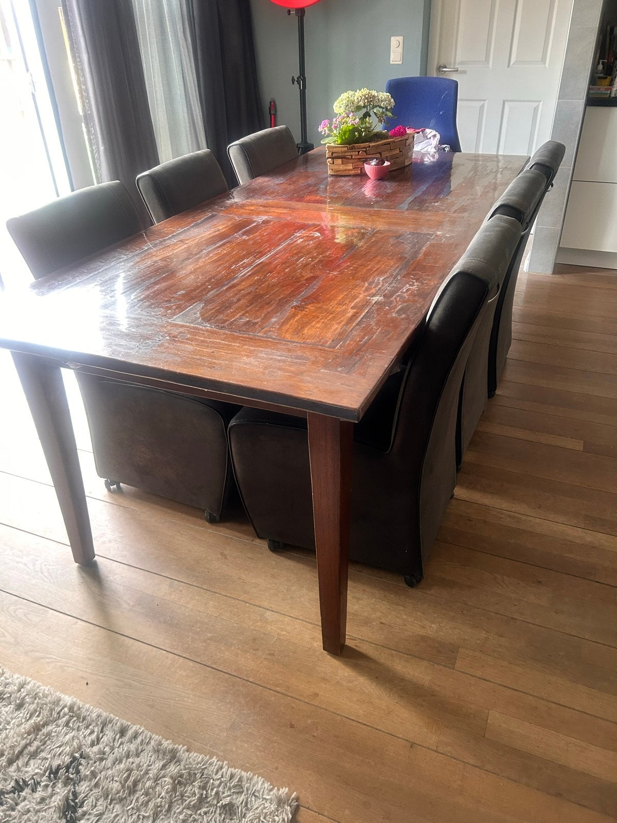 Eettafel 225x101x82 cm, Huis en Inrichting, Tafels | Eettafels, Ophalen, Gebruikt, 100 tot 150 cm, 200 cm of meer