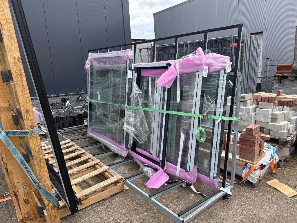 3x aluminium kozijn met vleugels, Ophalen, Inclusief glas, 75 tot 150 cm, Raamkozijn