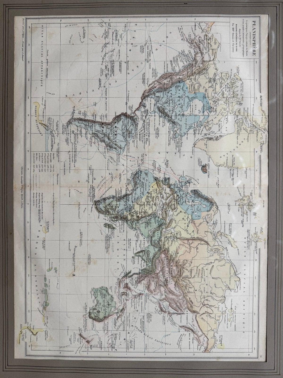2 originele antieke wereldkaarten Drioux & Leroy ca. 1886, Boeken, Ophalen, Frankrijk, 1800 tot 2000, Landkaart
