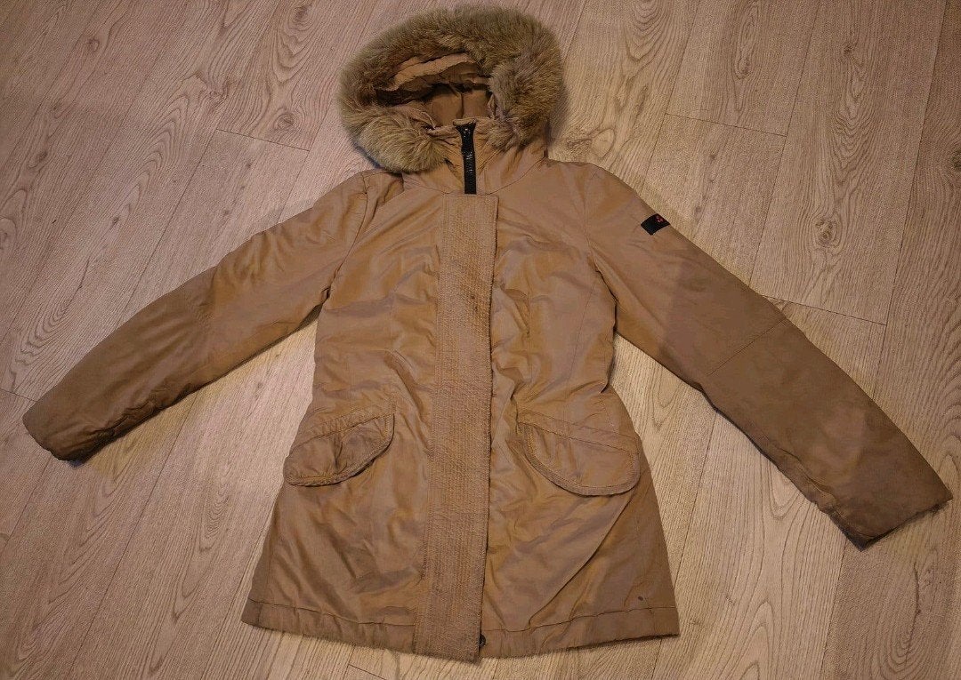 Peuterey winterjas met bontkraag - Maat M, Maat 38/40 (M), Bruin, Ophalen of Verzenden, Gedragen