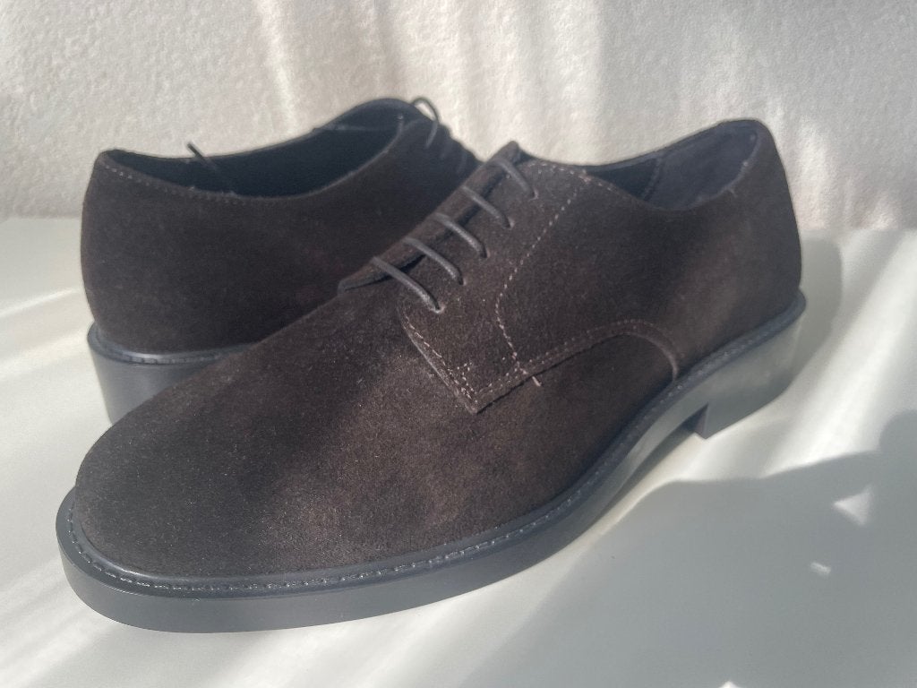 Nieuwe donkerbruine echt suède derby schoenen (maat 40 & 41), Bruin, Nieuw, Ophalen of Verzenden, Zara Man