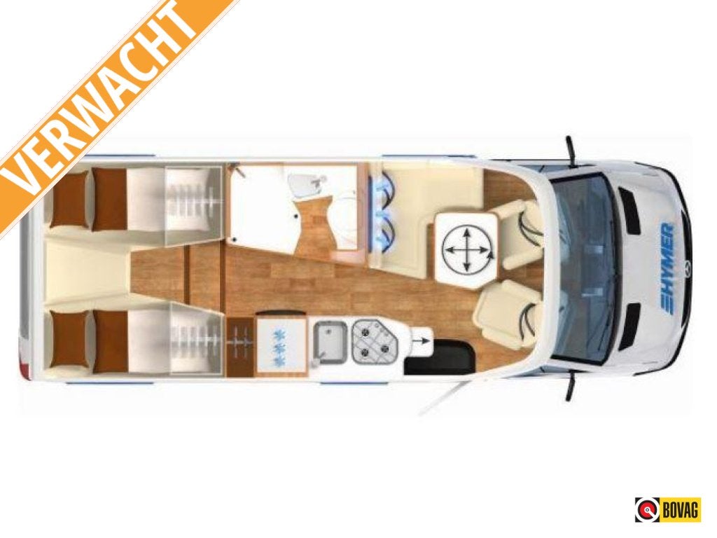Hymer B-MC T 580 1E EIGENAAR-COMPACT 699CM+SCHOTEL+LPG, Caravans en Kamperen, Automaat, Ringverwarming, 6 tot 7 meter, Bedrijf