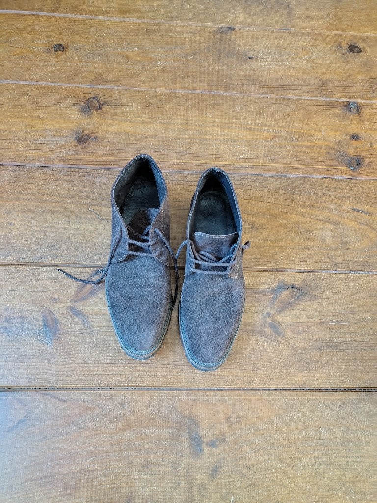 Bruine suède veterschoenen met spekzolen, maat 41, Bruin, Ophalen of Verzenden, Gedragen, Veterschoenen