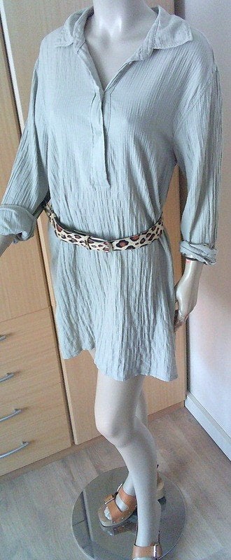 Lichtgroene lange crepe blouse/jurk maar S, Kleding | Dames, Verzenden, Gedragen, Maat 36 (S), Groen