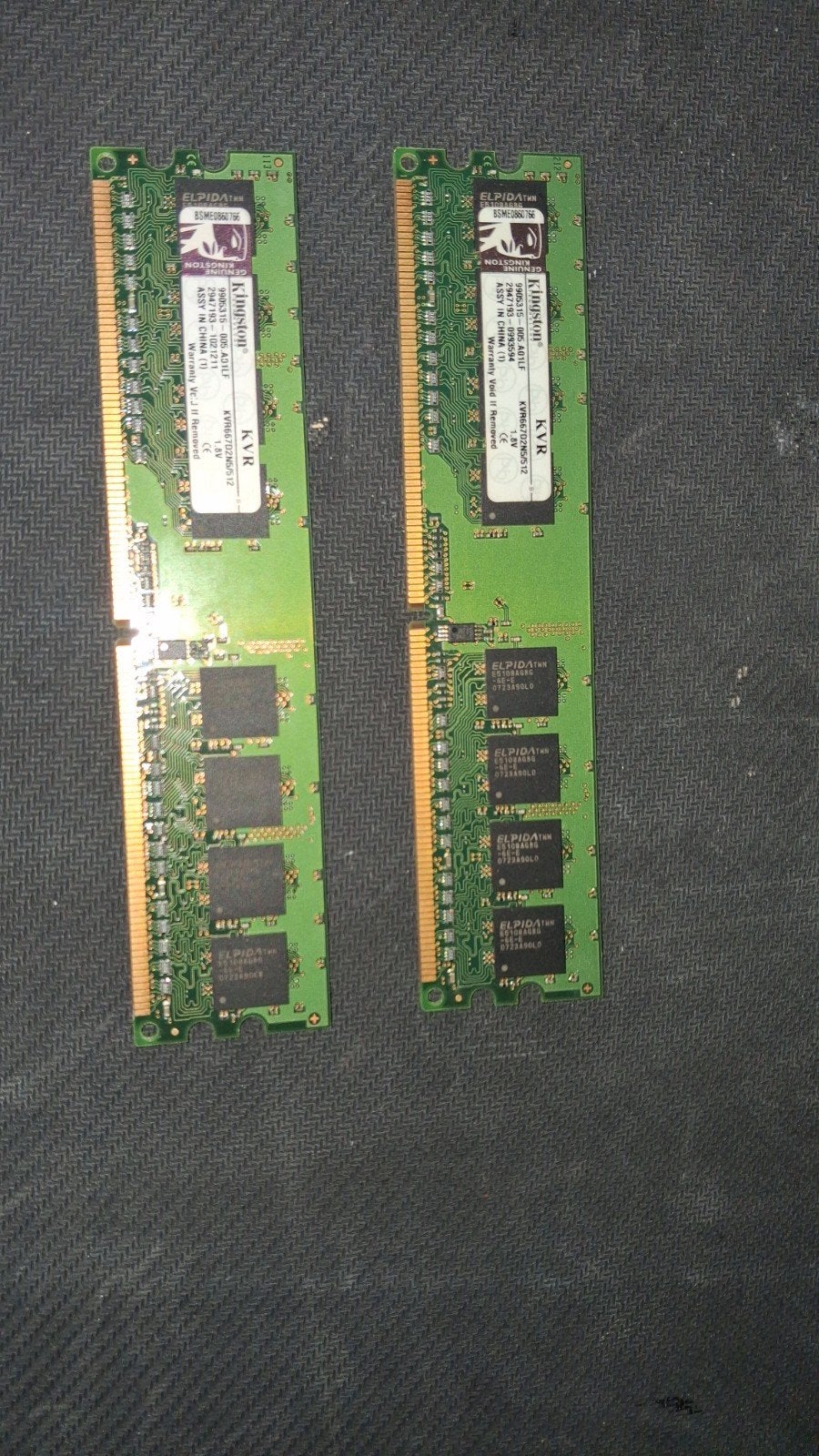 Kingston KVR667D2N5/512 DDR2 RAM Geheugen (2x 512MB), Computers en Software, Server, Ophalen of Verzenden, DDR2, Gebruikt