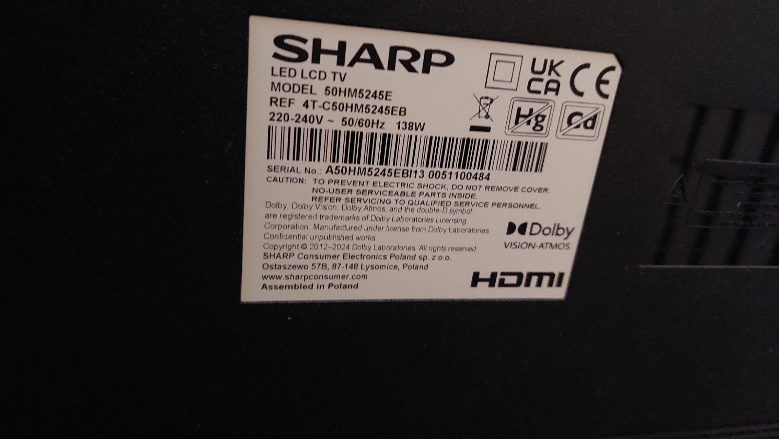 mooie sharp tv 111cm breed, Ophalen, Zo goed als nieuw, 100 cm of meer, Smart TV