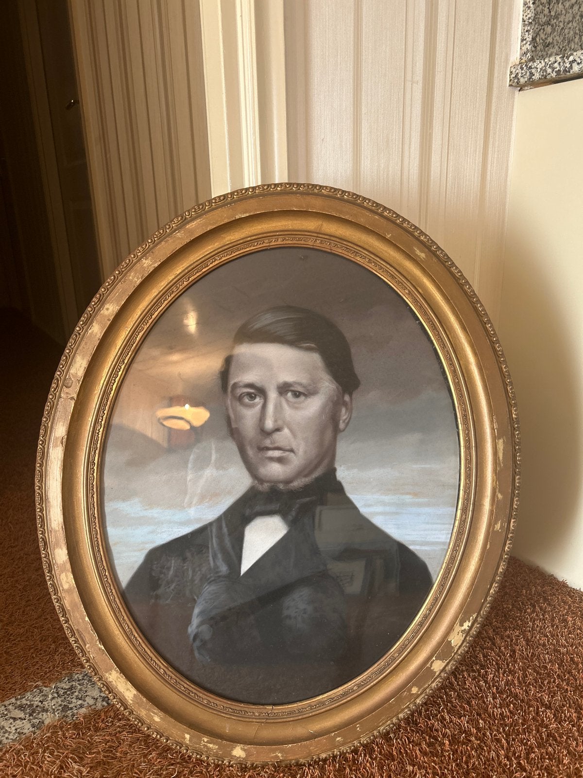 Antiek Portret Schilderij in Ovale Lijst, Antiek en Kunst, Kunst | Schilderijen | Klassiek, Ophalen, Doek, Portret of Personen