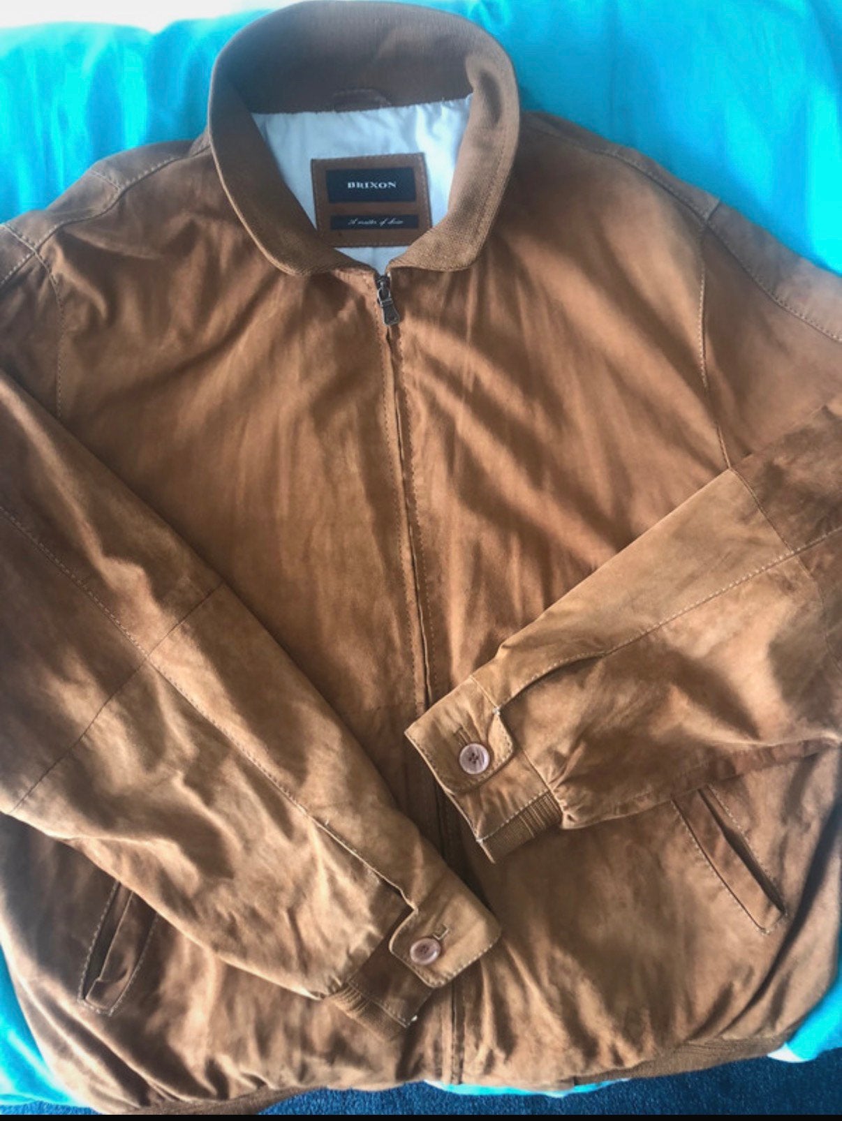 Brixon cognac bruin suede Jack / jas / bomber mt 3XL, Kleding | Heren, Ophalen of Verzenden, Zo goed als nieuw, Overige maten
